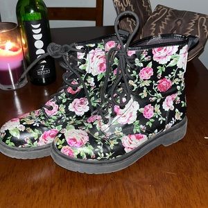Floral combat boots